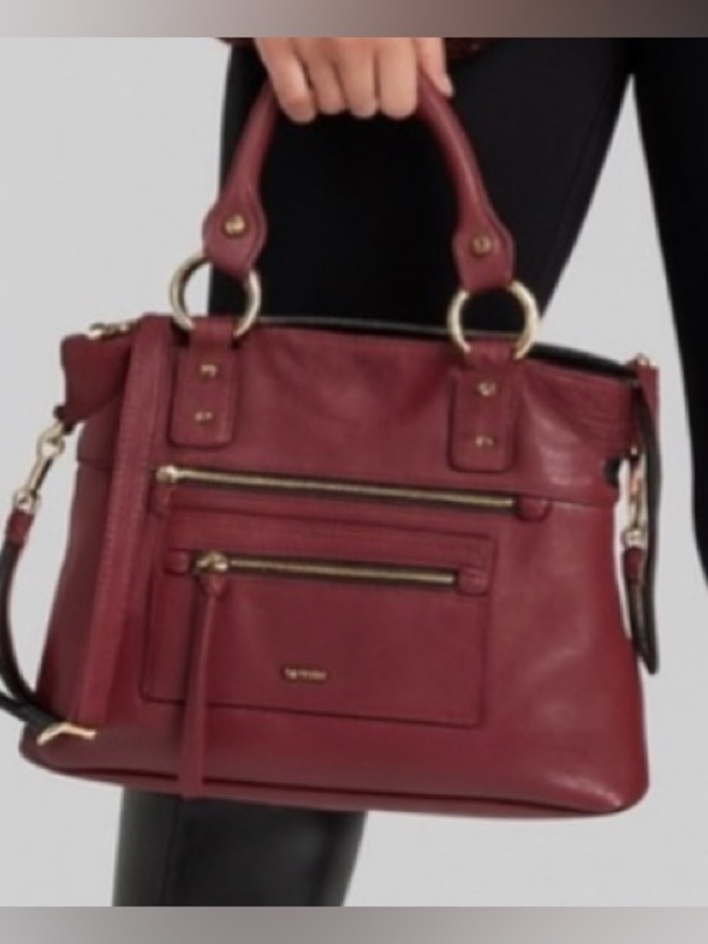 Lodis burgundy Red Leather Tote Bag with Structured Design